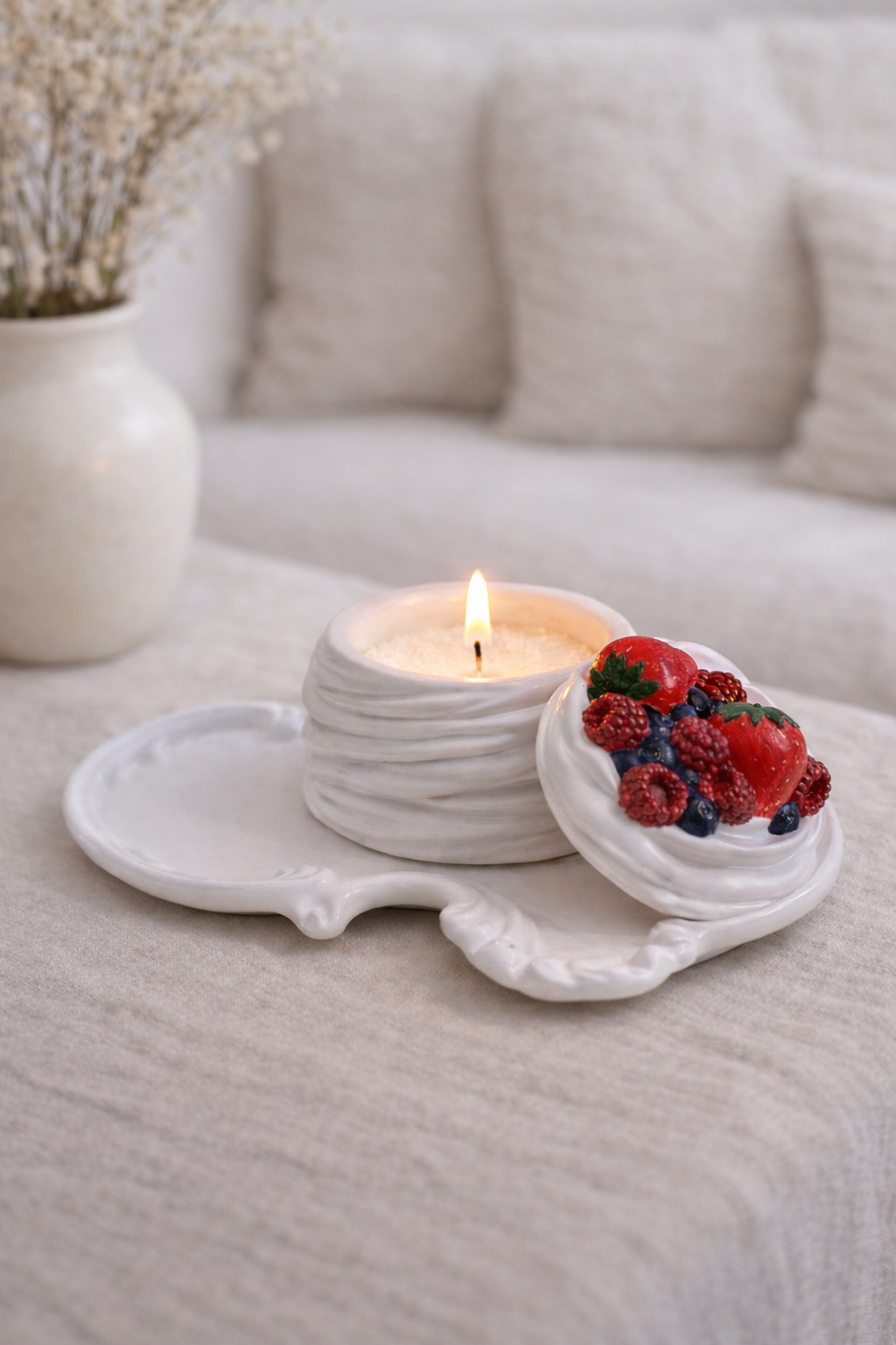 Artisan Plaster Candle Holder on Stand | Pour Candles