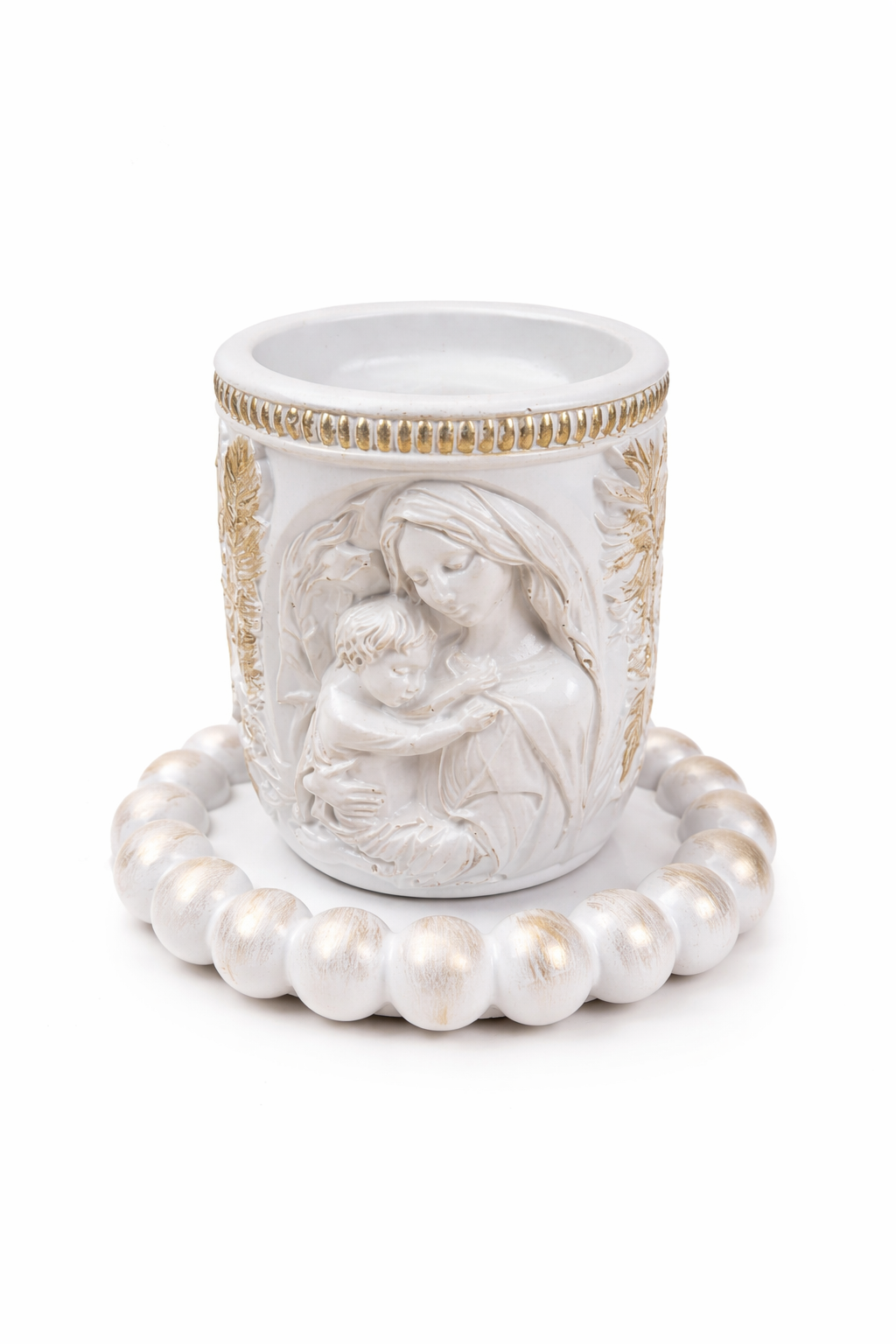 Gold Gypsum Candle Holder with Decorative Stand