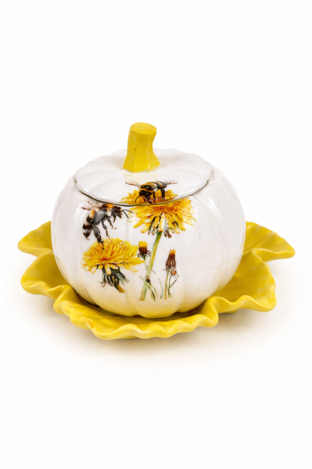 Bees & Flowers Pumpkin Gypsum Candle Holder Set of 4 on Stand – Handmade | 100ml