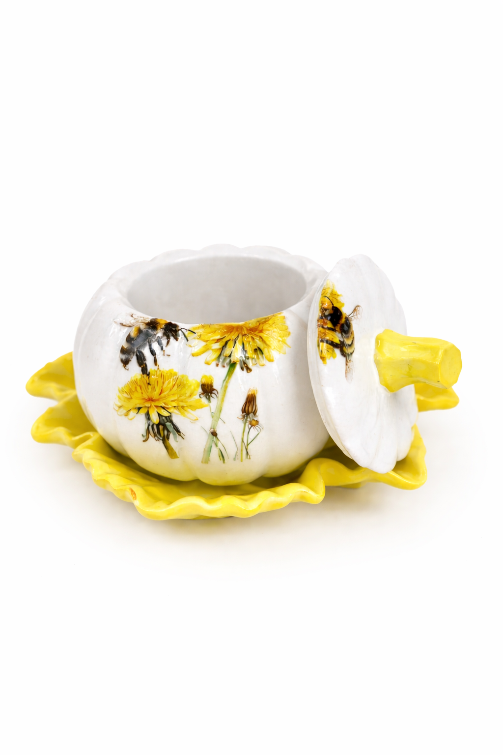 Bees & Flowers Pumpkin Gypsum Candle Holder Set of 4 on Stand – Handmade | 100ml