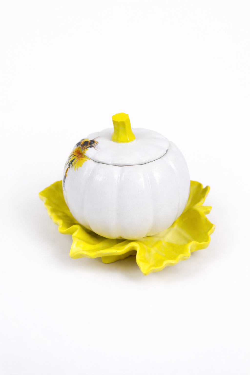 Bees & Flowers Pumpkin Gypsum Candle Holder Set of 4 on Stand – Handmade | 100ml