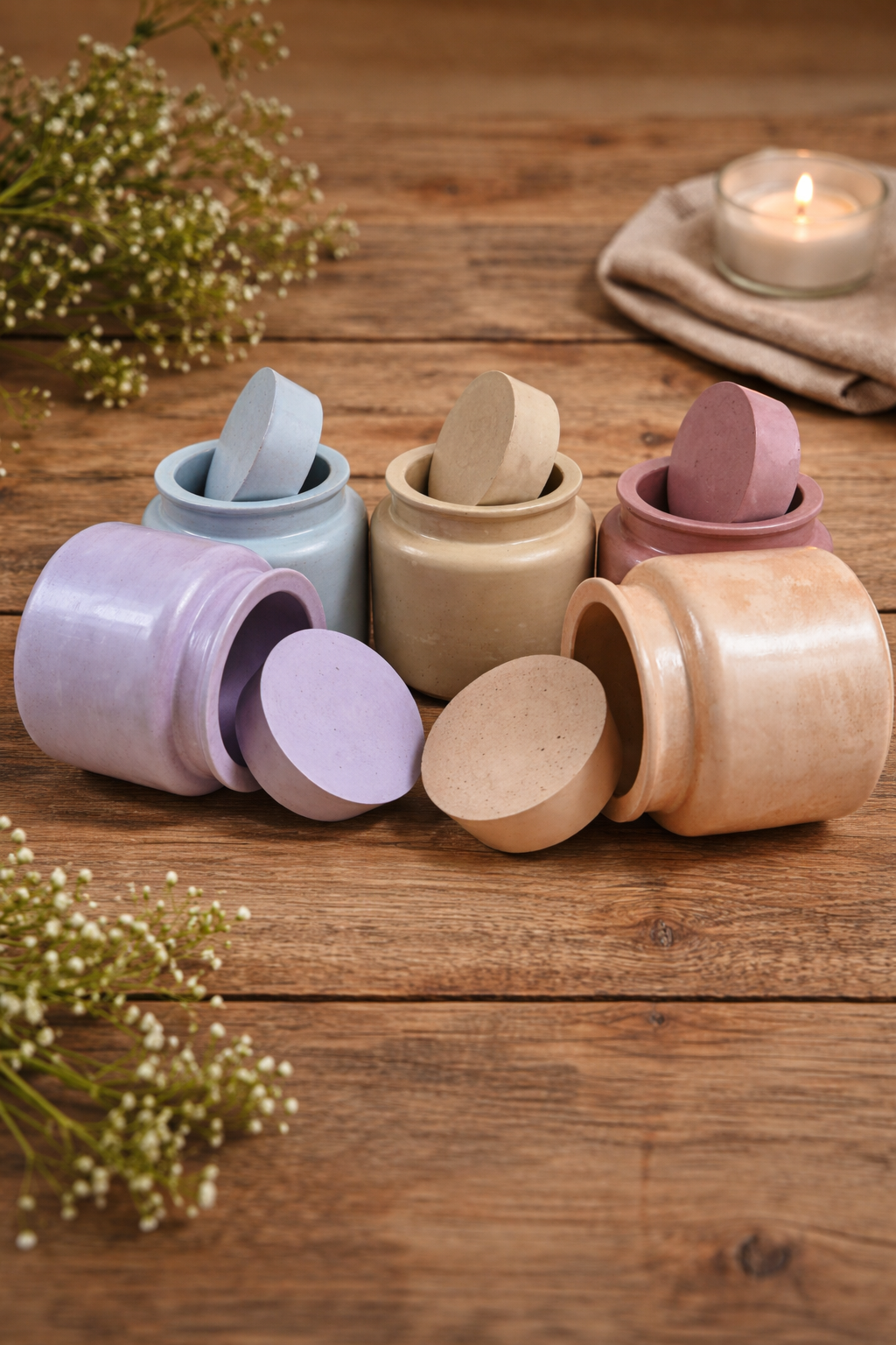 Gypsum Candle Holder for Container Candles – 1 pc | Handmade