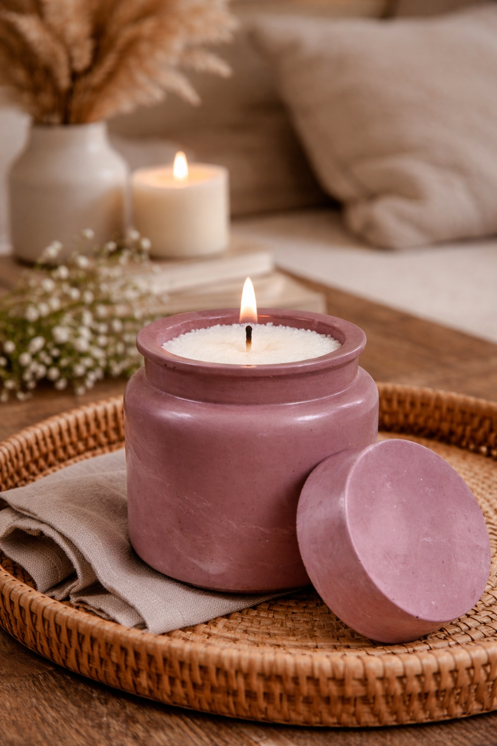 Gypsum Candle Holder for Container Candles – 1 pc | Handmade