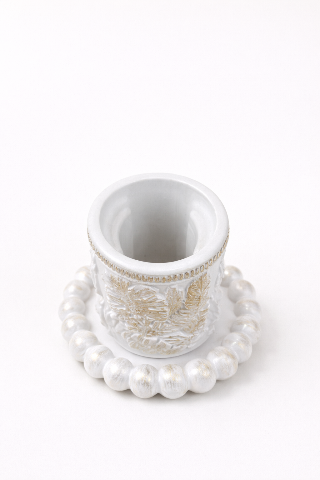 Luxury Gypsum Candle Holder on Round Stand — Gold