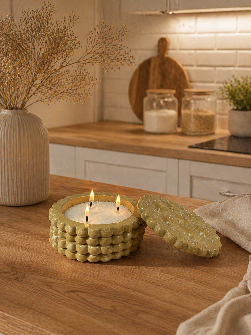 Set of 4 Handmade Gypsum Candle Holders for Container Candles | DIY Soy Wax | 120ml | Heat-Resistant Lacquer