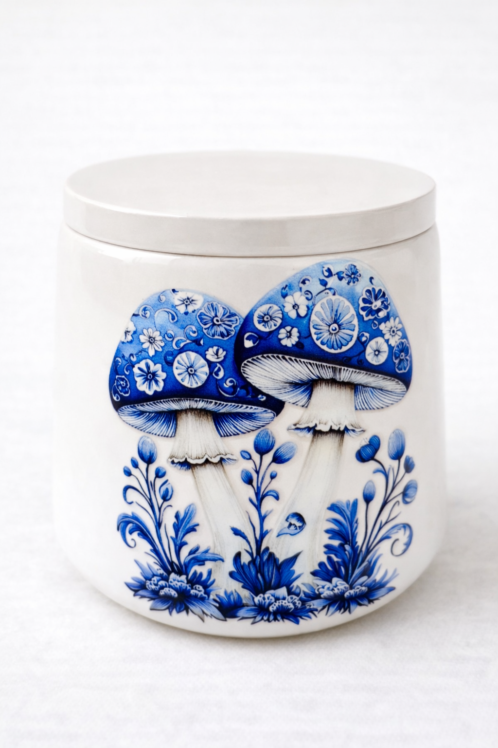 MOSVAM DIY Pour-In Candle Kit – Blue Mushroom Ceramic Holder, Wax & Wicks