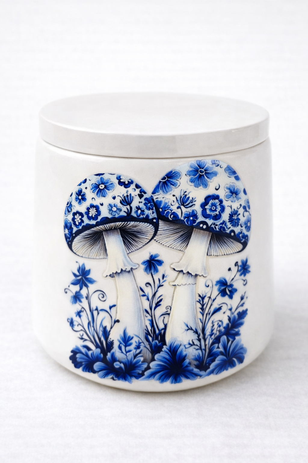 MOSVAM DIY Pour-In Candle Kit – Blue Mushroom Ceramic Holder, Wax & Wicks