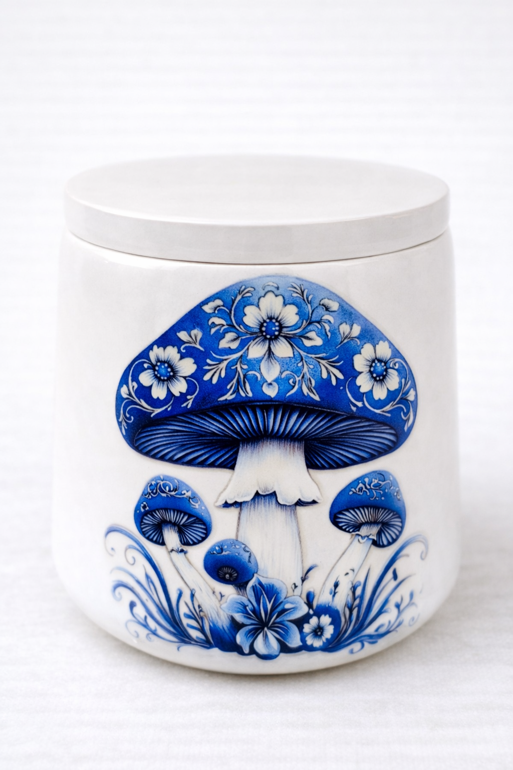 MOSVAM DIY Pour-In Candle Kit – Blue Mushroom Ceramic Holder, Wax & Wicks