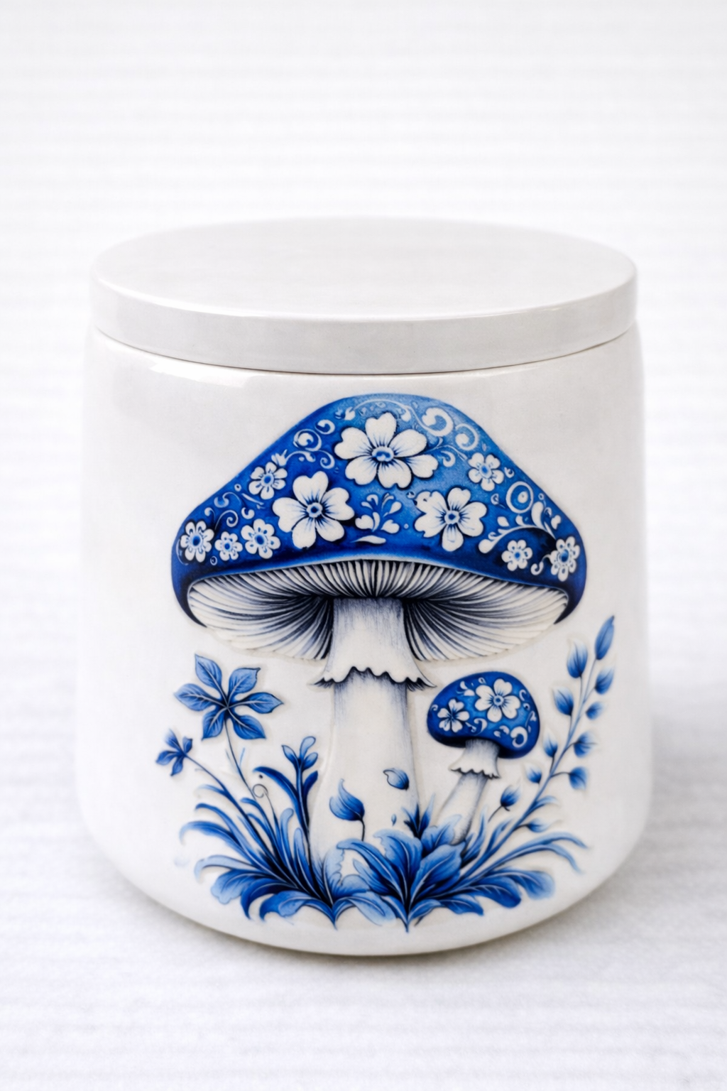 MOSVAM DIY Pour-In Candle Kit – Blue Mushroom Ceramic Holder, Wax & Wicks