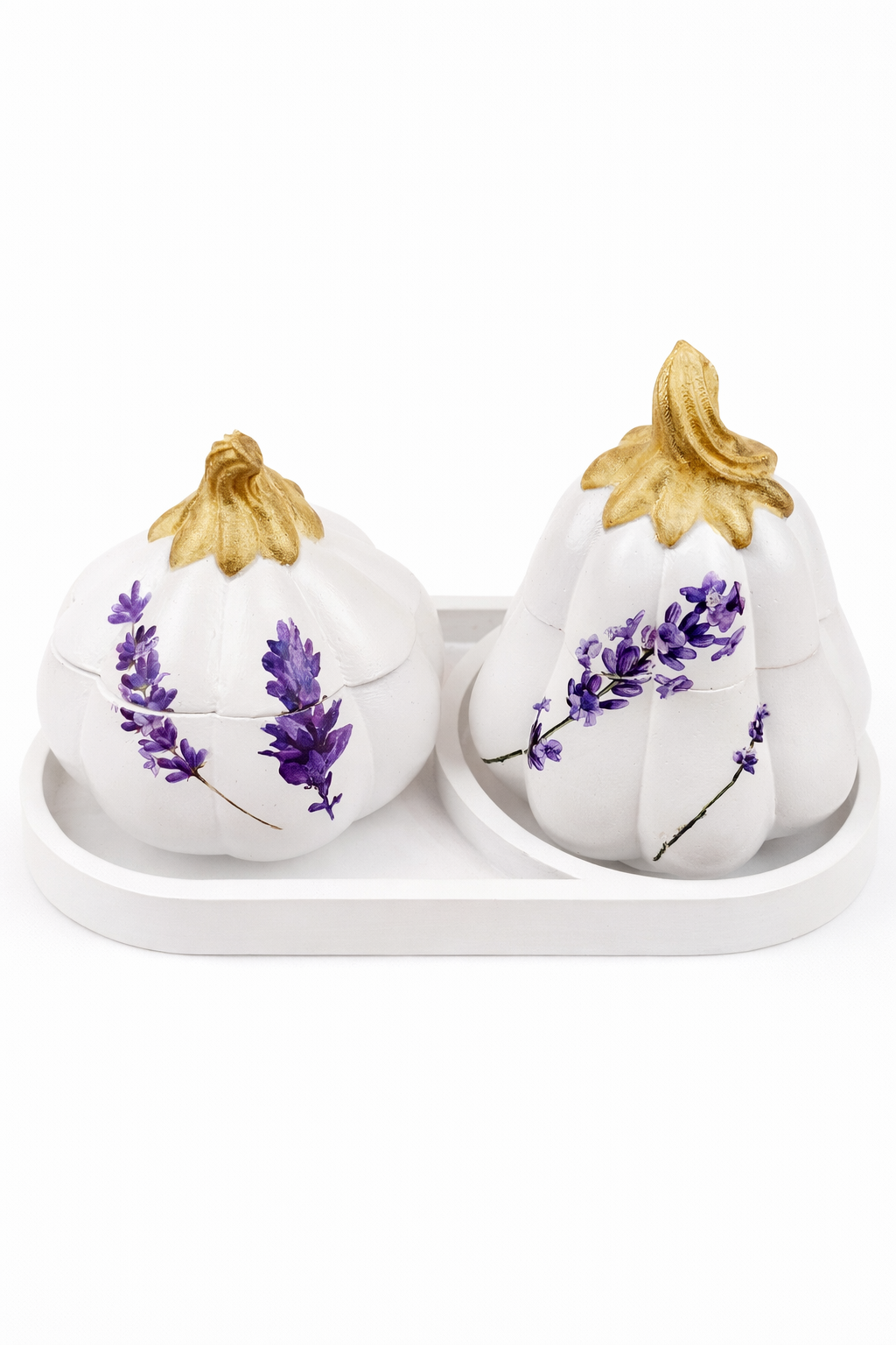Pumpkin Gypsum Candle Holder Set on Stand – Halloween & Autumn Decor | 50–80ml