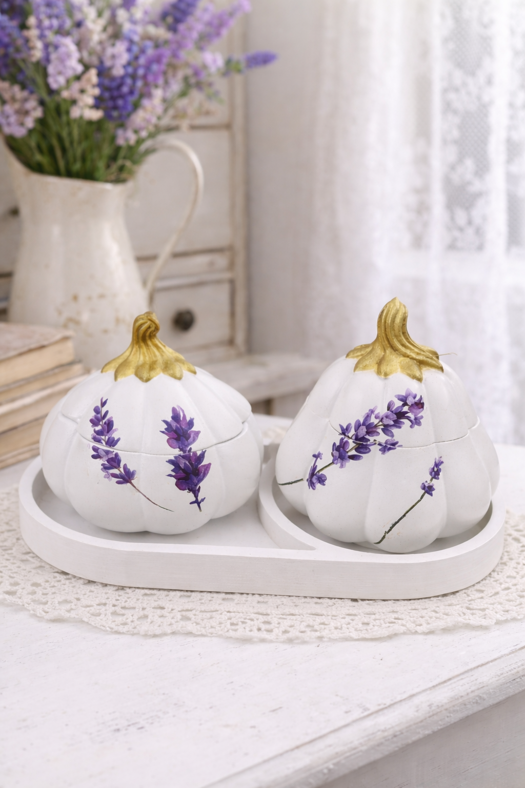 Pumpkin Gypsum Candle Holder Set on Stand – Halloween & Autumn Decor | 50–80ml