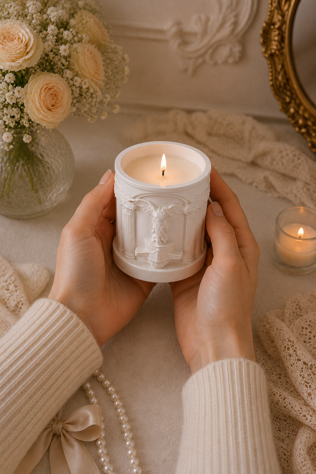 Gypsum Candle Holder for Container Candles – 1 pc | Handmade | 120ml