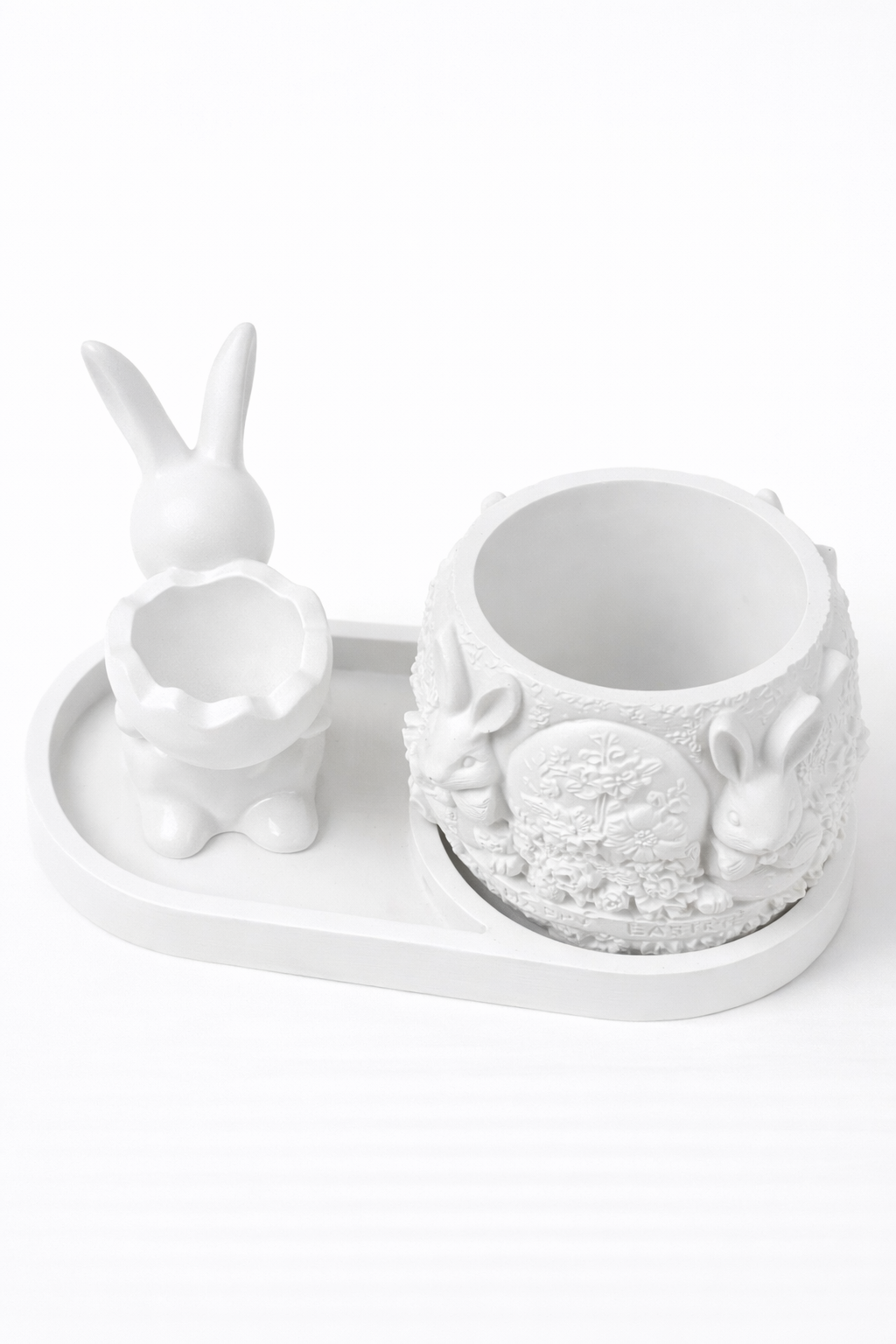 Gypsum Easter candle holder set bunny bowl lifestyle spring decor – MOSVAM

