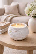 Floral Gold Gypsum Candle Holder Set of 4 – Cylinder | Handmade | 220ml