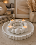 Gypsum cloud ring taper candle holder set with tray white Christmas table decor handmade – MOSVAM
