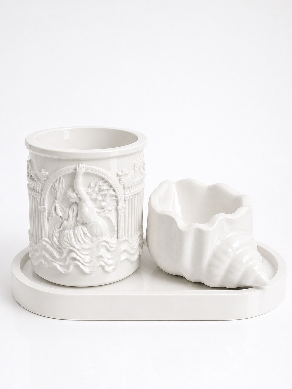 Gypsum unicorn cylinder candle holder 8x7 cm white handmade – wax container – MOSVAM
