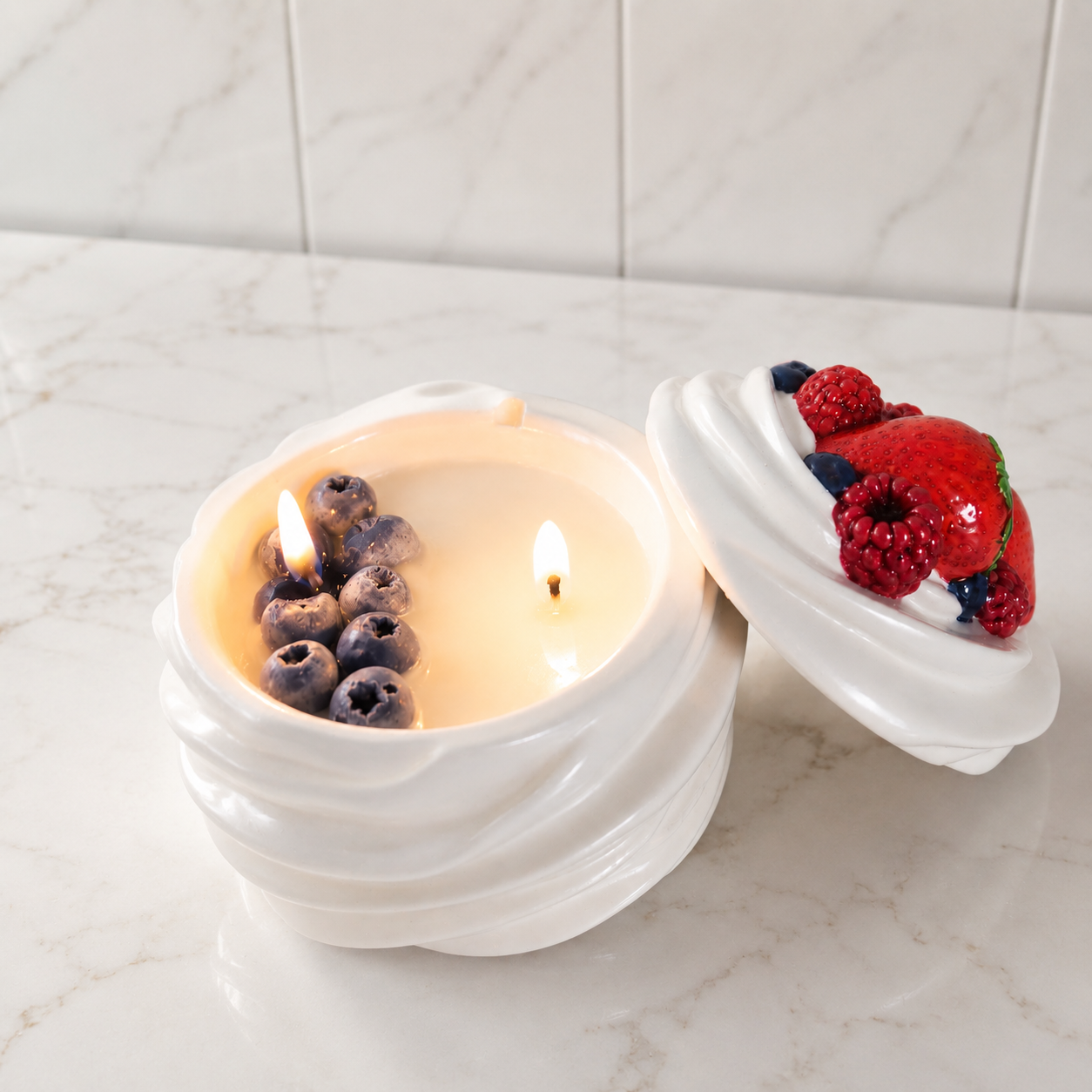 Soy Candle Forest Fruits in Gypsum Holder – Handmade