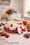 Set of 4 Handmade Gypsum Candle Holders "Pumpkin" with "Cherry" Painting