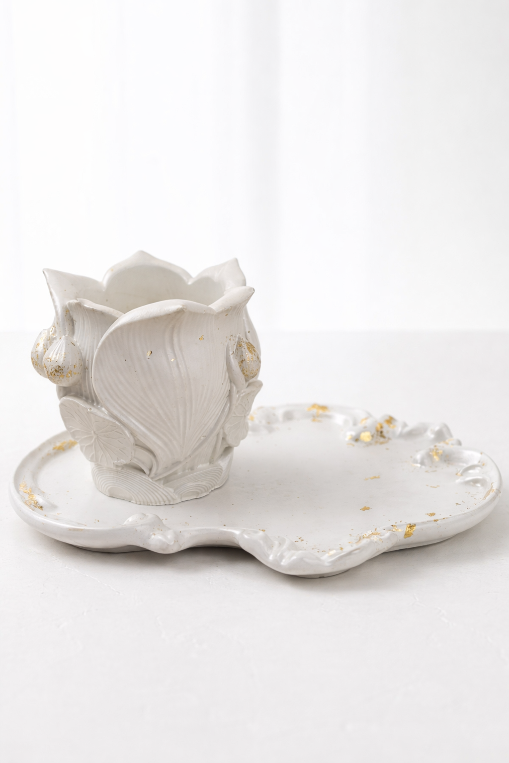 Set of 4 Handmade Gypsum Candle Holders on Stands | DIY Container Candles | 120-150ml | 9cm | Heat-Resistant Lacquer