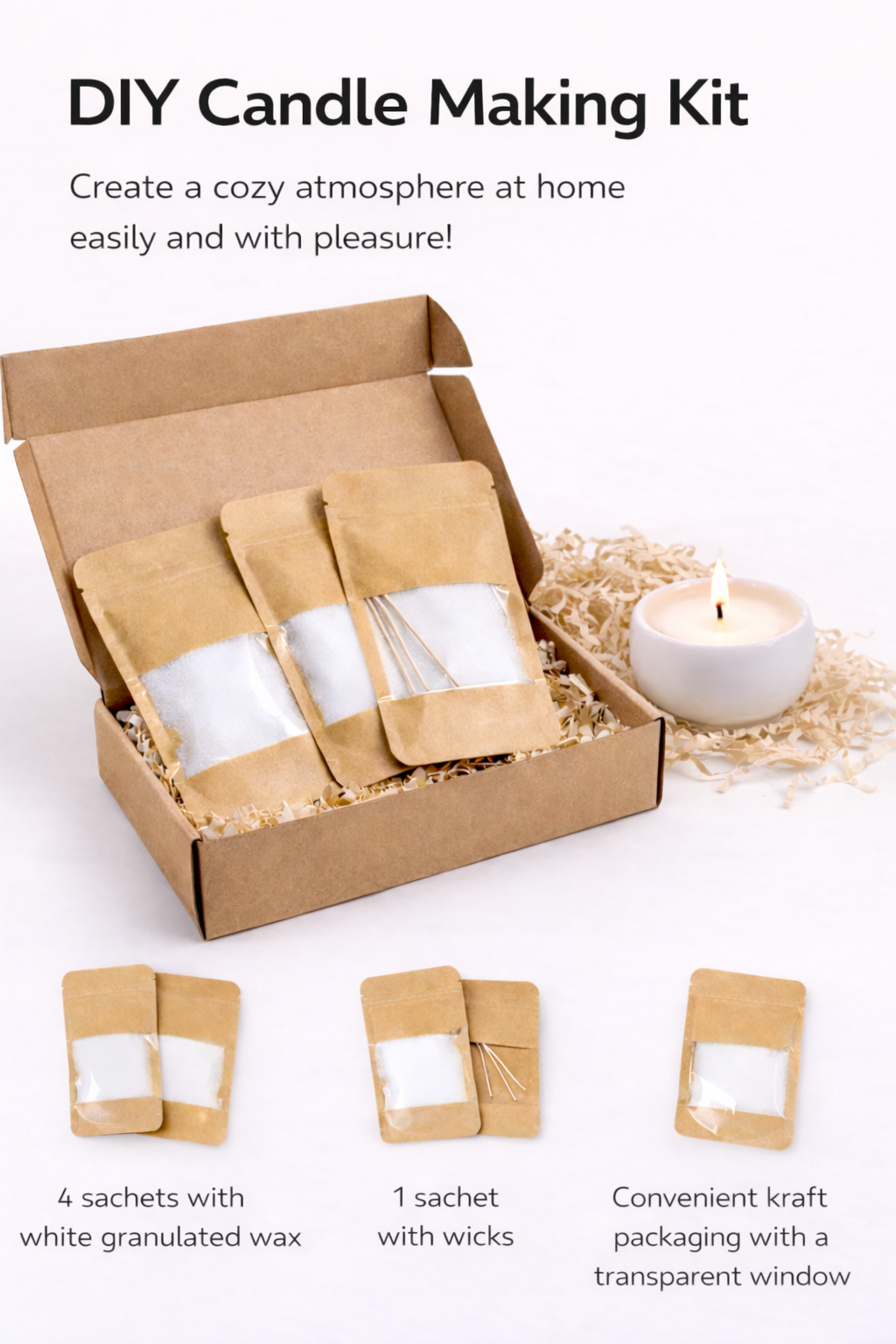 MOSVAM DIY Pour-In Candle Kit – Bunny Gypsum Holder, Wax & Wicks