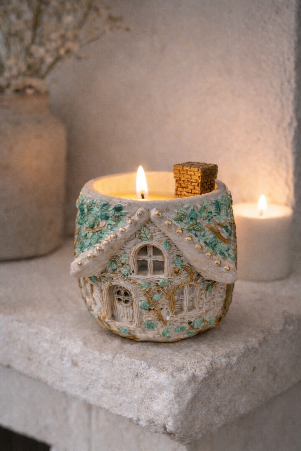 Candle Holder "Forest House" – Set of 4 Handmade Decorative Vessels for DIY Candles