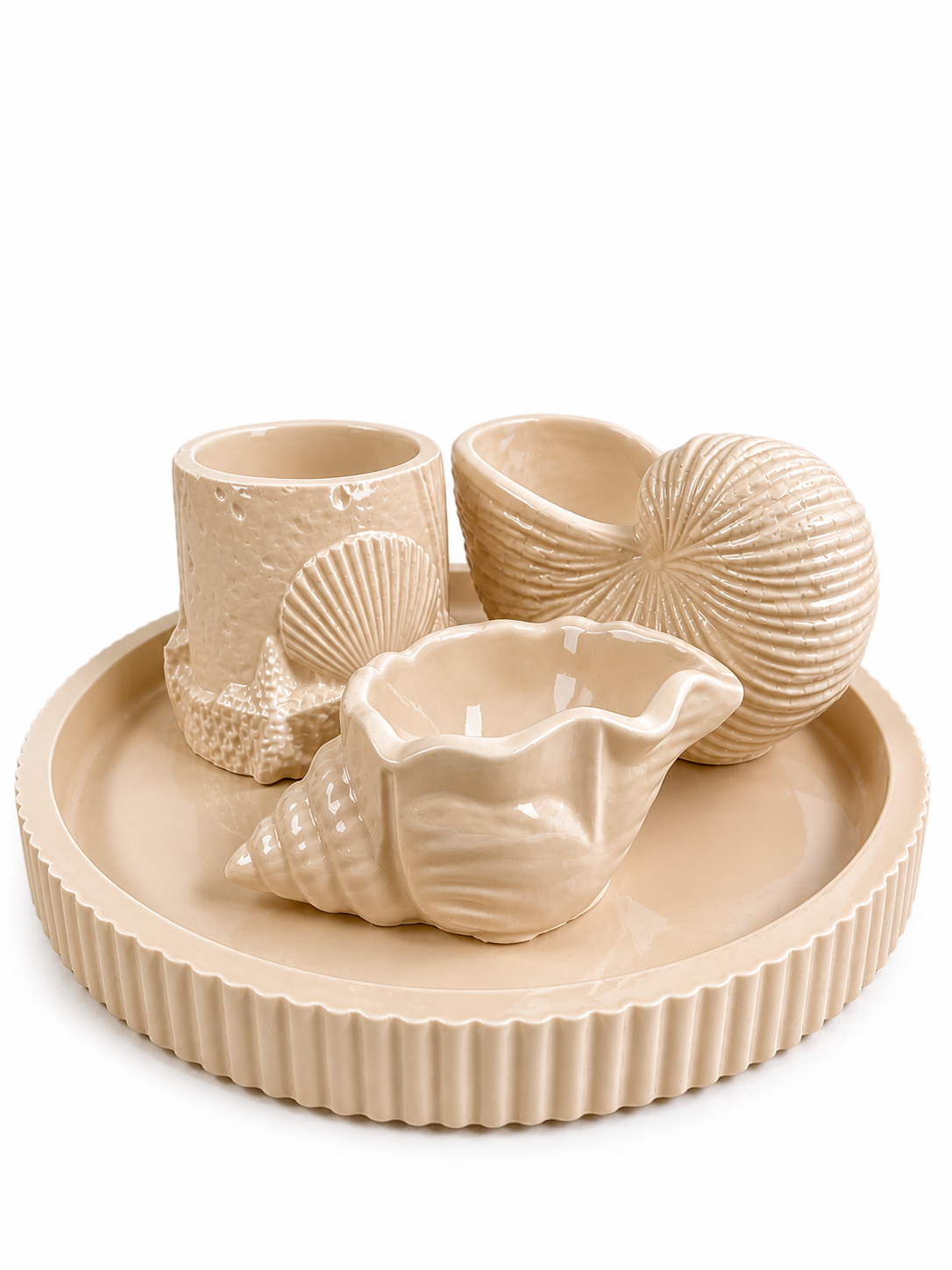 Handmade Gypsum Candle Holder Set | 1 Decorative Stand + 3 Cup Holders | DIY Container Candles | 50-110ml | Heat-Resistant Lacquer