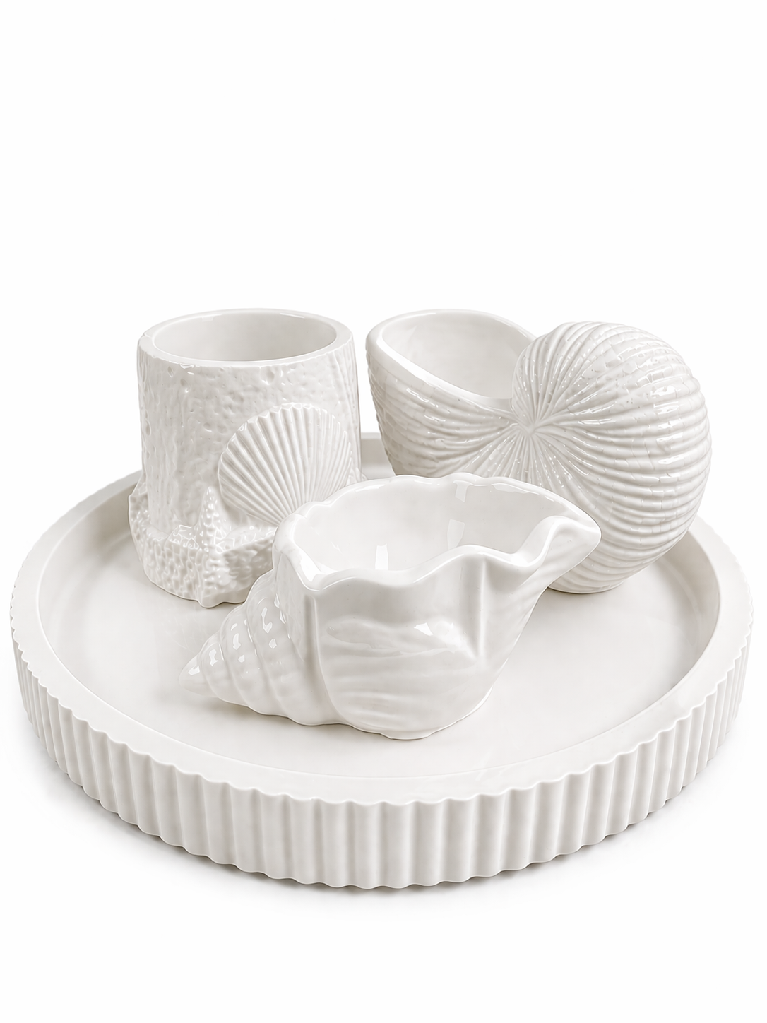 Handmade Gypsum Candle Holder Set | 1 Decorative Stand + 3 Cup Holders | DIY Container Candles | 50-110ml | Heat-Resistant Lacquer
