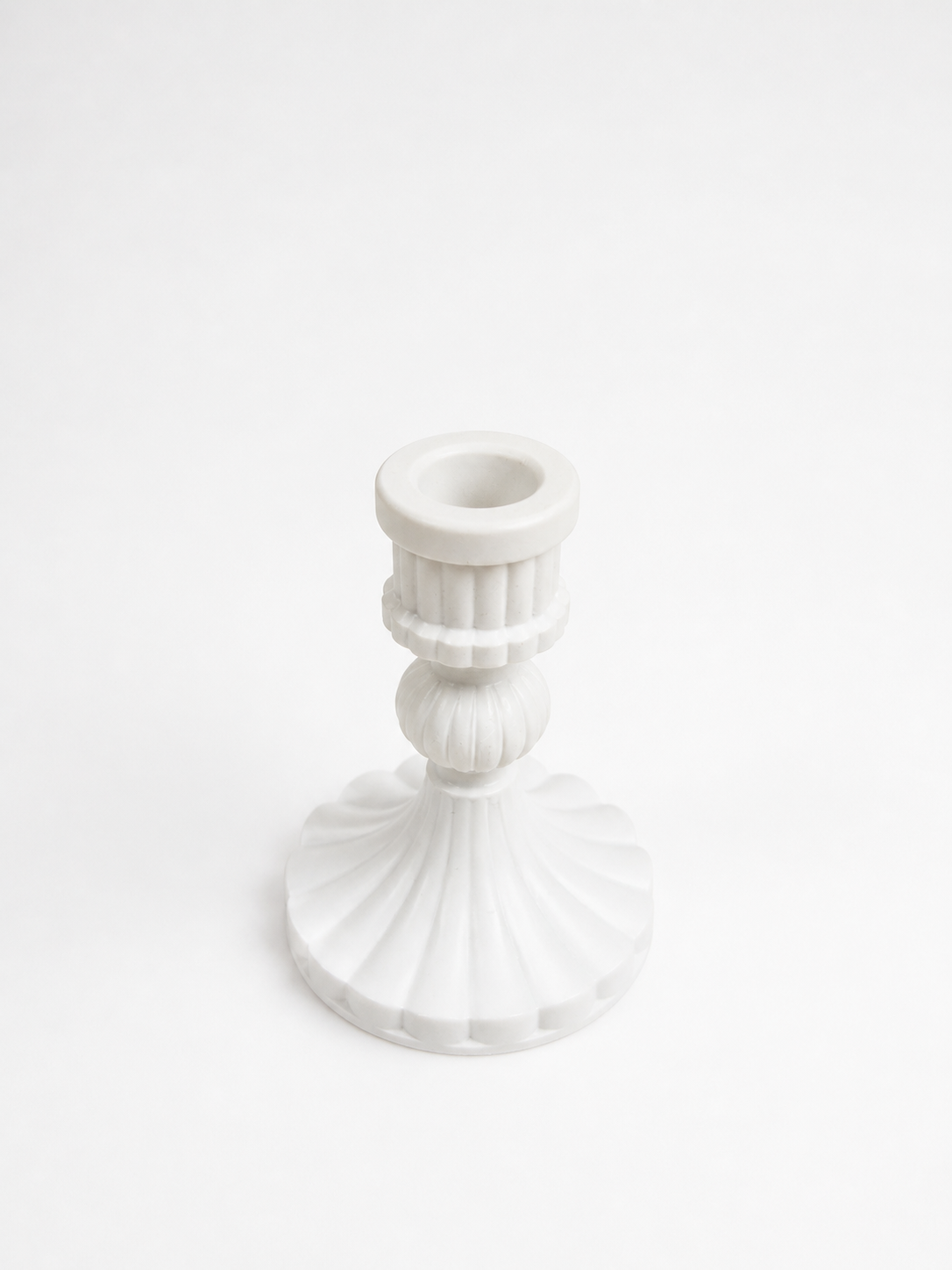 Gypsum taper candle holder antique ribbed detail fluted base – handmade – MOSVAM
