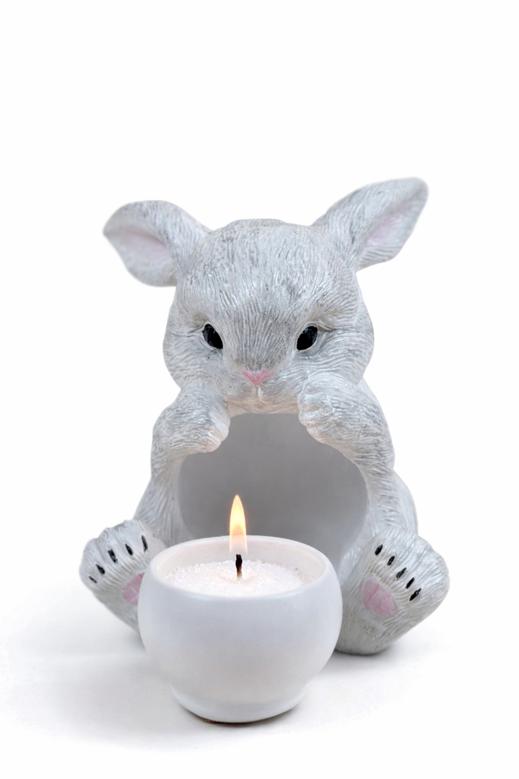 Bunny Gypsum Candle Holder Set | Hand-Painted Handmade | 1 Bunny + 3 Cup Holders | 50ml | Easter Home Decor Gift