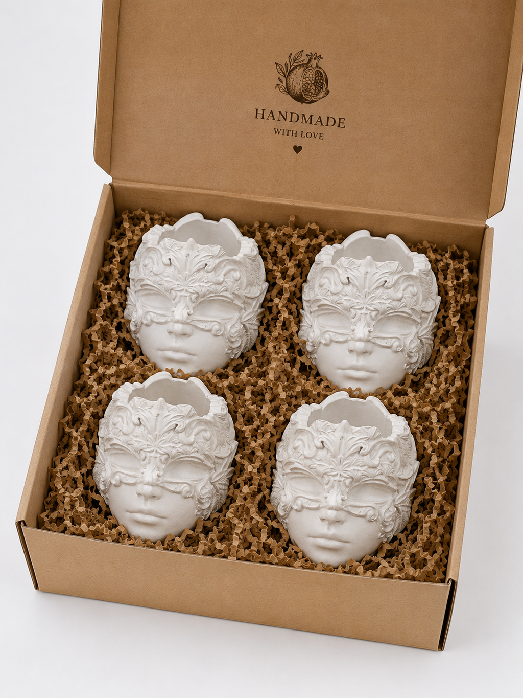 Set of 4 Handmade Gypsum Candle Holders | 120ml wax volume