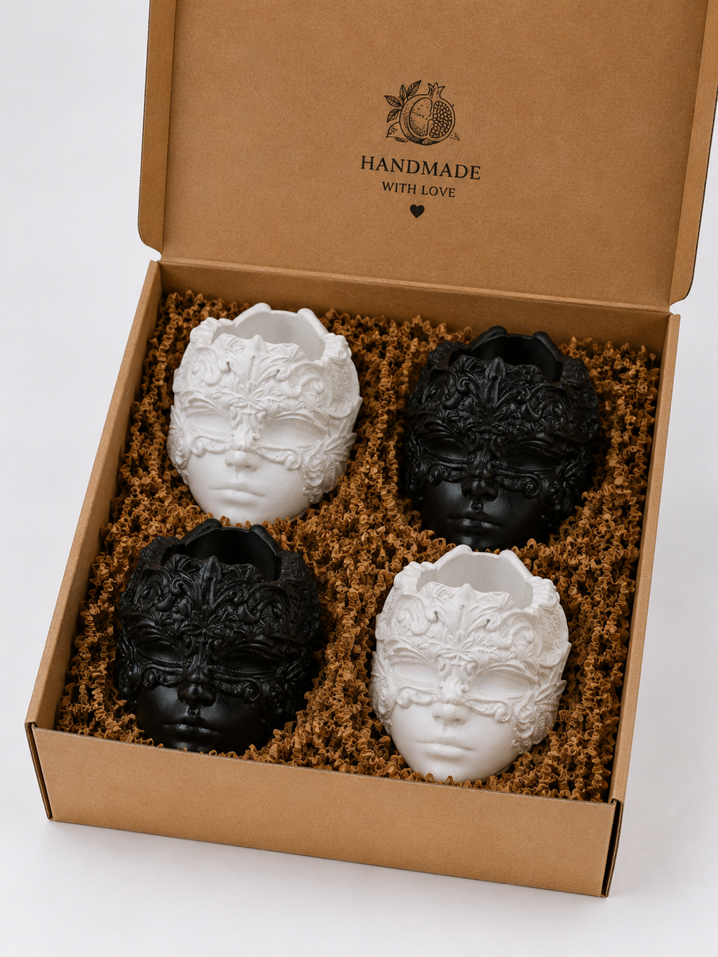 Set of 4 Handmade Gypsum Candle Holders | 120ml wax volume