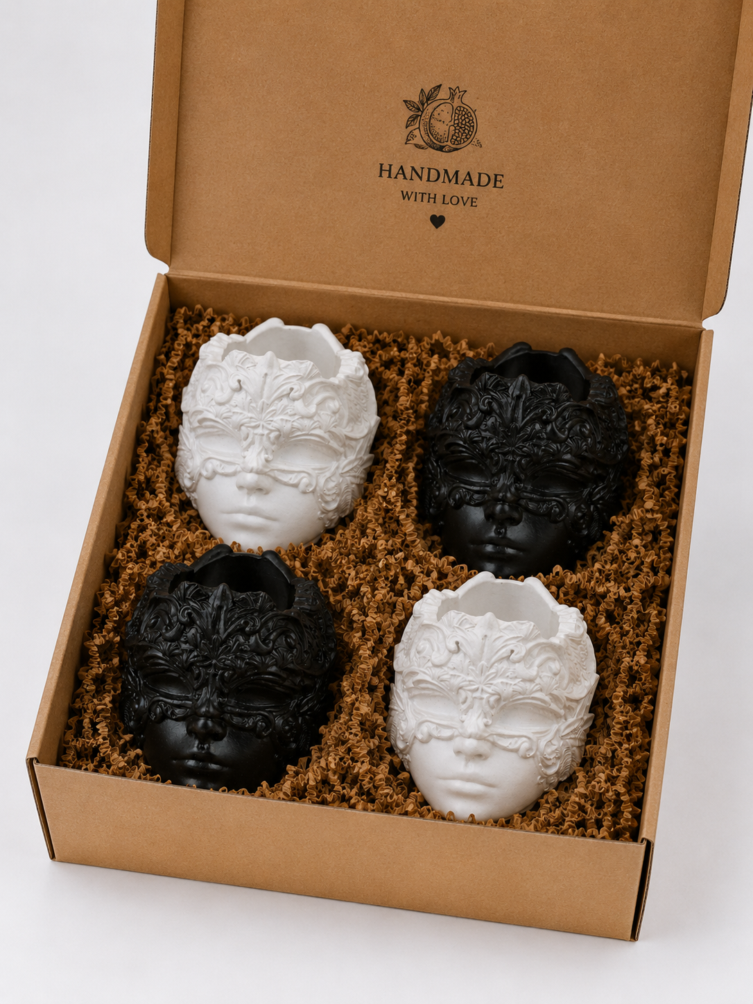 Set of 4 Handmade Gypsum Candle Holders | 120ml wax volume