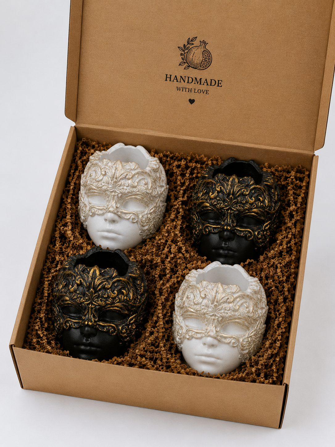 Set of 4 Handmade Gypsum Candle Holders | 120ml wax volume