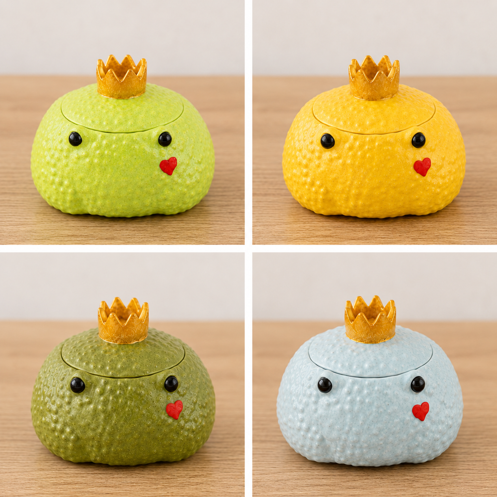 Frog Prince Candle Holder Set of 4 | Handmade Gypsum | Kawaii Gift