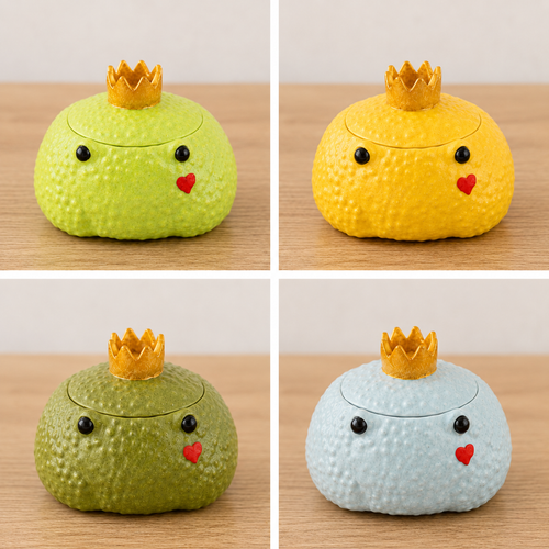 Frog Prince Candle Holder Set of 4 | Handmade Gypsum | Kawaii Gift