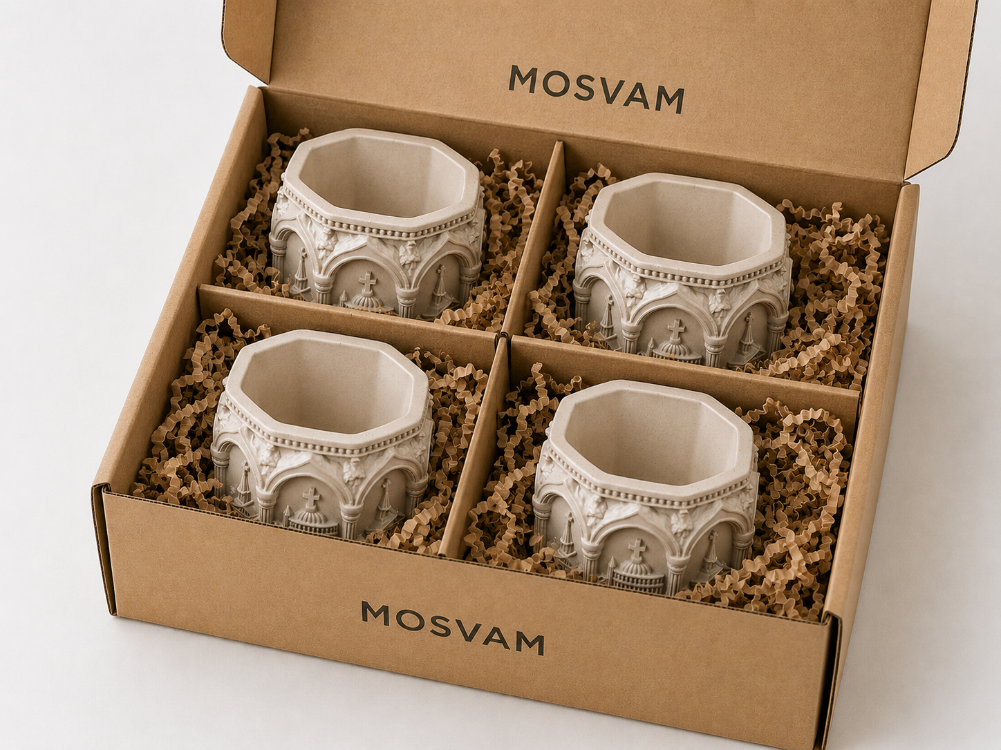 Set of 4 Handmade Gypsum Candle Holders | DIY Container & Bulk Candles | 120ml | Heat-Resistant Lacquer