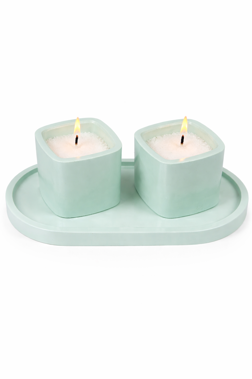 Gypsum candle holder set with tray pastel colours gift – handmade – MOSVAM
