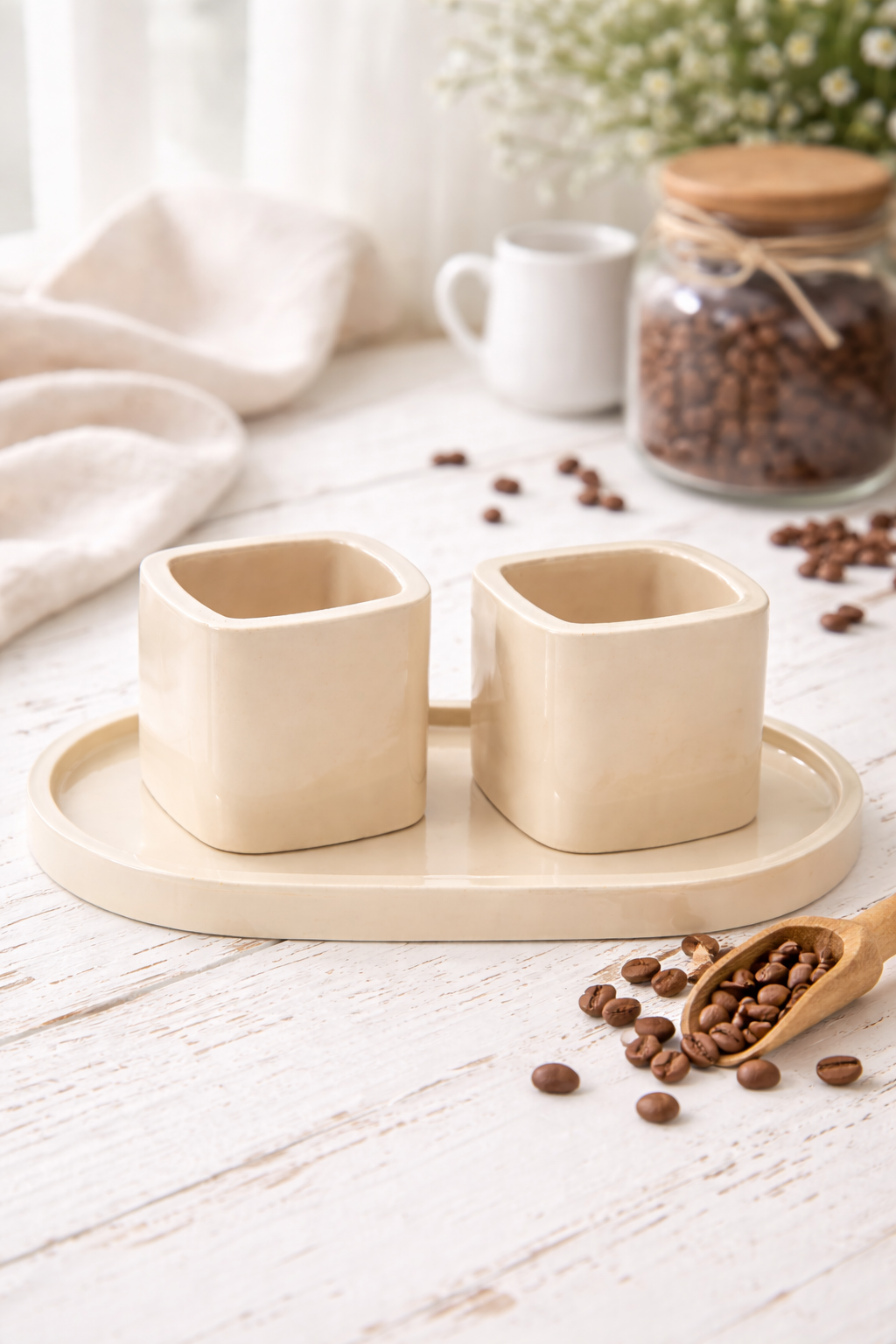 Gipsowy Świecznik kwadratowy detal tekstura – handmade – MOSVAM