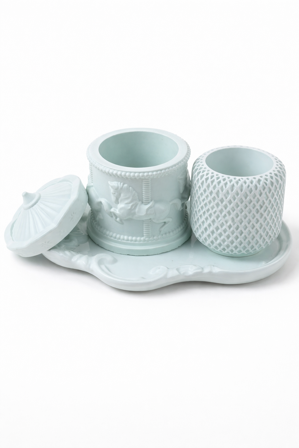 Gypsum candle holder lattice top view – DIY soy wax – MOSVAM
