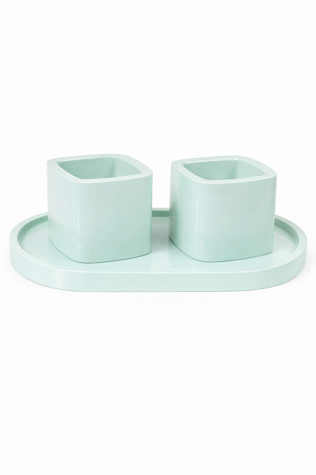 Gypsum candle holder set with tray minimalist yellow lifestyle – handmade – MOSVAM
