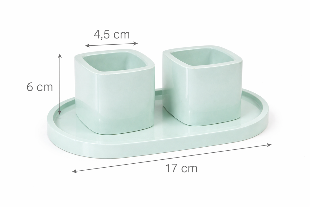 Gypsum candle holder set with tray minimalist pink pastel – wax container – MOSVAM
