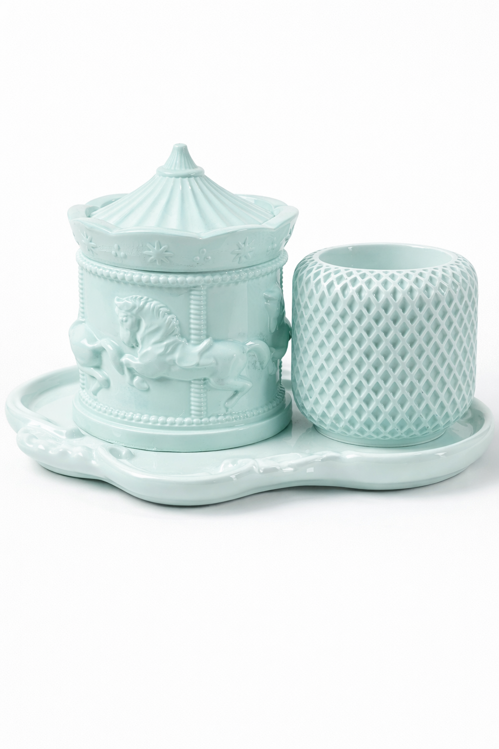 Gypsum candle holder set carousel lattice tray lifestyle home decor – MOSVAM
