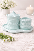 Gypsum candle holder set carousel lattice tray pastel handmade – wax container – MOSVAM
