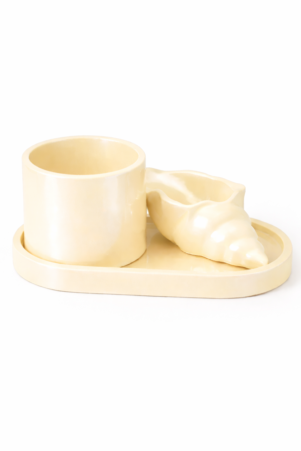 Gypsum Candle Holder Set on Oval Tray – Handmade | 100ml & 50ml | 5 Colors