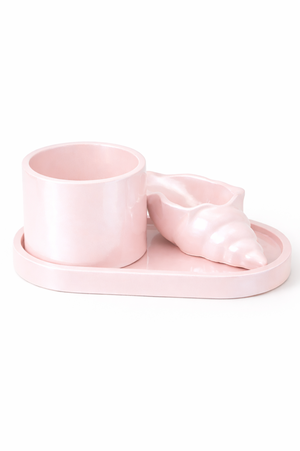 Gypsum Candle Holder Set on Oval Tray – Handmade | 100ml & 50ml | 5 Colors