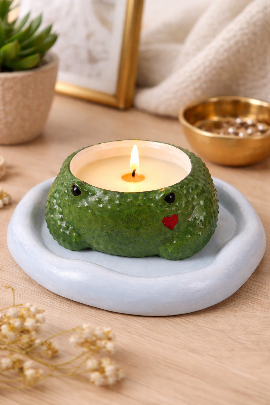 Frog Prince Candle Holder Set of 4 | Handmade Gypsum | Kawaii Gift