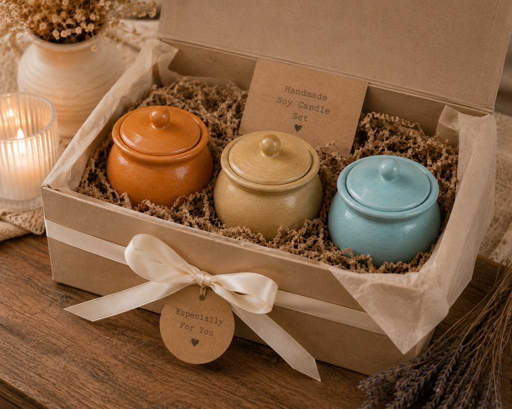 Lavender Soy Candle in Gypsum Planter – Blue Scent | Handmade