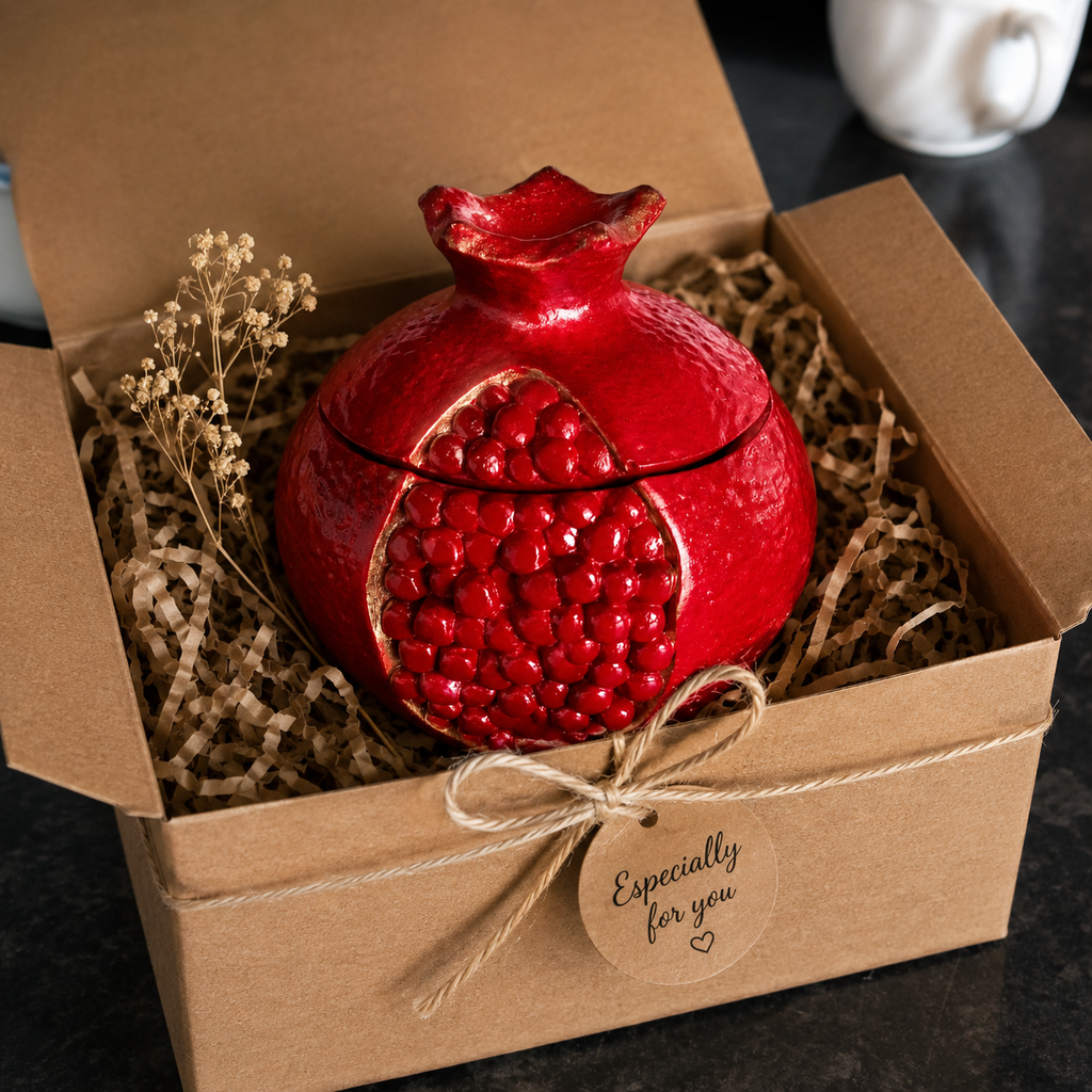 Soy Candle in Gypsum Holder – Pomegranate | Handmade