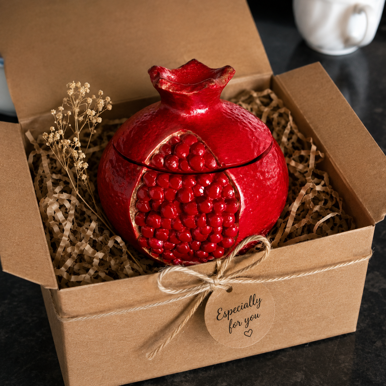 Soy Candle in Gypsum Holder – Pomegranate | Handmade