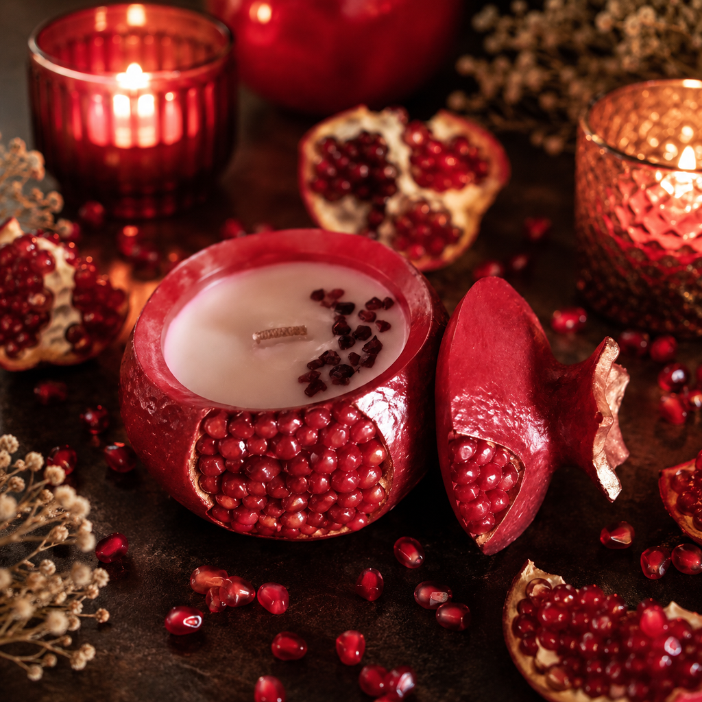 Soy Candle in Gypsum Holder – Pomegranate | Handmade